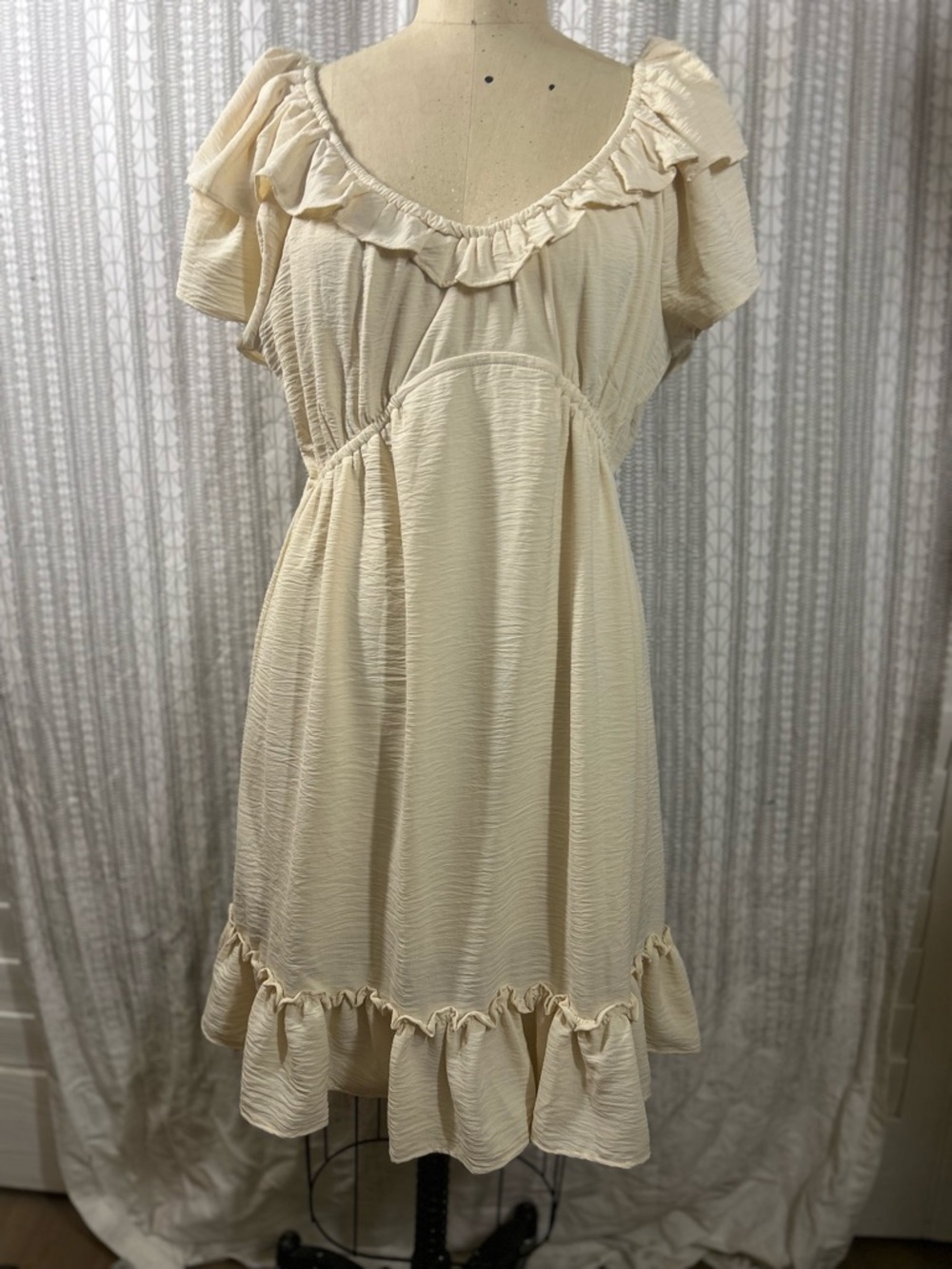 Liberty Love Cream Ruffle-Trim Mini Dress